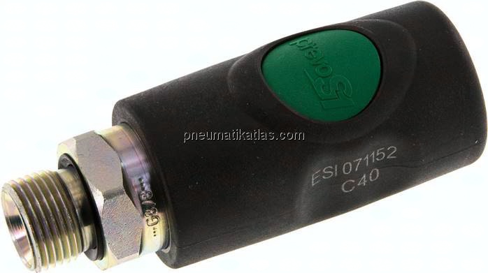 Sicherheits-Druckknopfkupplung (NW7,2), G 3/8" AG, Kunststoff