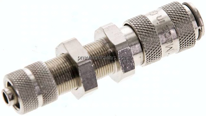 Schott-Kupplungsdose (NW2,7) 6x4mm Schlauch, Messing vernickelt