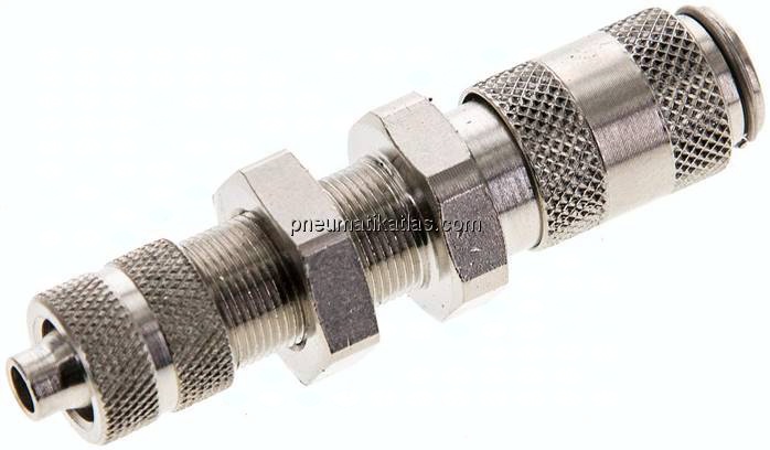 Schott-Kupplungsdose (NW2,7) 6x4mm Schlauch, Messing vernickelt