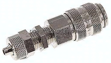 Schott-Kupplungsdose (NW5) 6x4mm Schlauch, Messing vernickelt