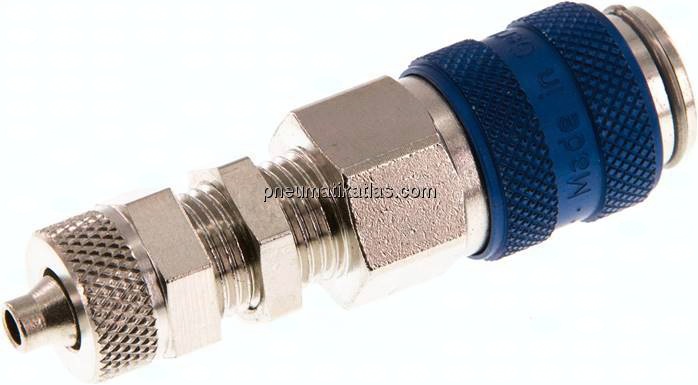 Schott-Kupplungsdose (NW5) 6x4mm Schlauch, Messing vernickelt