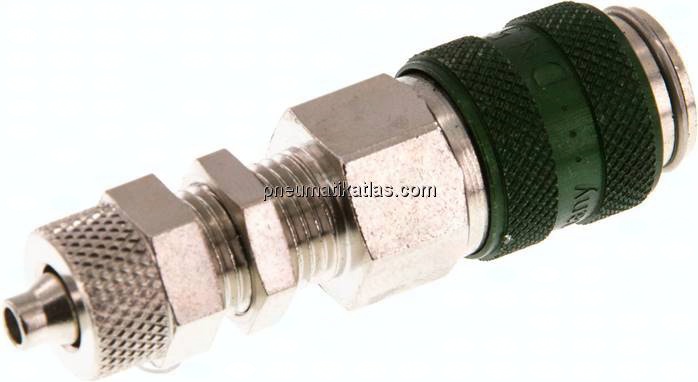 Schott-Kupplungsdose (NW5) 6x4mm Schlauch, Messing vernickelt