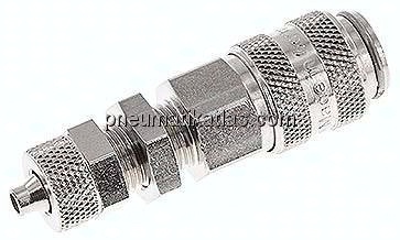 Schott-Kupplungsdose (NW5) 6x4mm Schlauch, Messing vernickelt