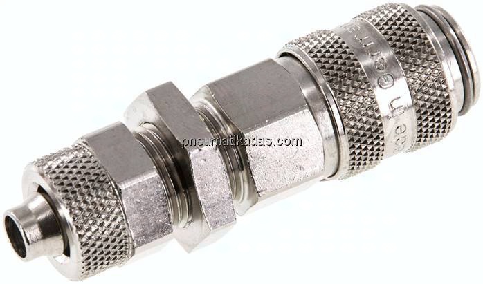 Schott-Kupplungsdose (NW5) 8x6mm Schlauch, Messing vernickelt