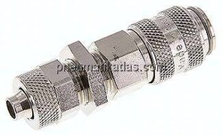 Schott-Kupplungsdose (NW5) 8x6mm Schlauch, Messing vernickelt