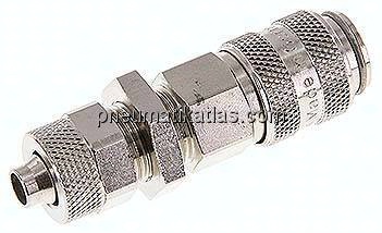 Schott-Kupplungsdose (NW5) 8x6mm Schlauch, Messing vernickelt