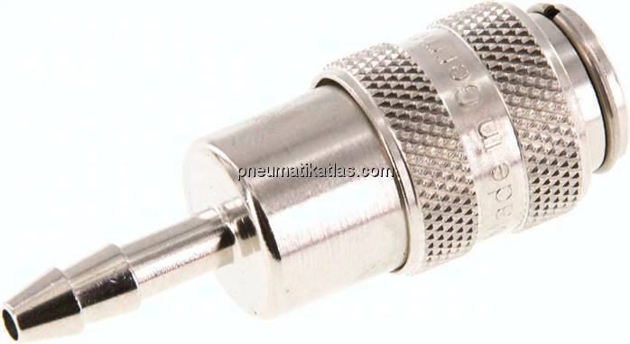 Kupplungsdose (NW5) 4mm Schlauch, Messing vernickelt