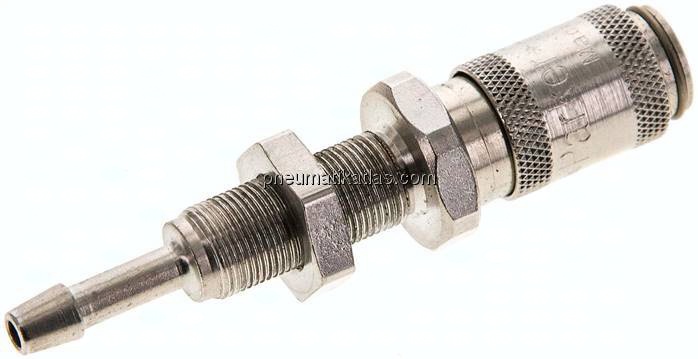 Schott-Kupplungsdose (NW2,7) 3mm Schlauch, Messing vernickelt