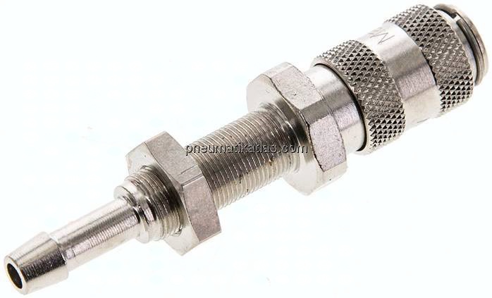 Schott-Kupplungsdose (NW2,7) 4mm Schlauch, Messing vernickelt