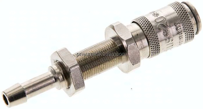 Schott-Kupplungsdose (NW2,7) 4mm Schlauch, Messing vernickelt