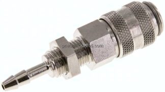 Schott-Kupplungsdose (NW5) 4mm Schlauch, Messing vernickelt