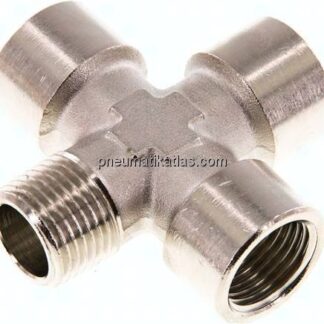 Kreuzstück G 1/2"(IG)-R 1/2"(AG), Messing vernickelt
