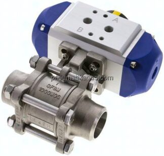 Pneumat. Edelstahl-Kugelhahn, 33,7mm, doppeltwirkend