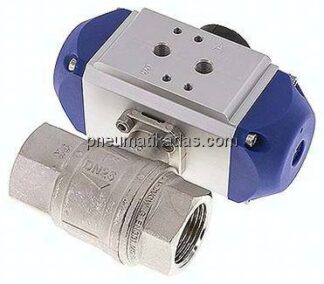 Pneumat. Messing-Kugelhahn, G 1", Feder-öffnend