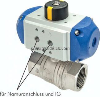 Pneumat. Messing-Kugelhahn, G 2", Feder-öffnend, FKM-Dichtung