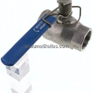 Edelstahl-Kugelhahn, Rp 1-1/2", -0,9 bis 40bar, federschließend