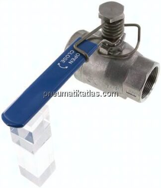 Edelstahl-Kugelhahn, Rp 1-1/2", -0,9 bis 40bar, federschließend