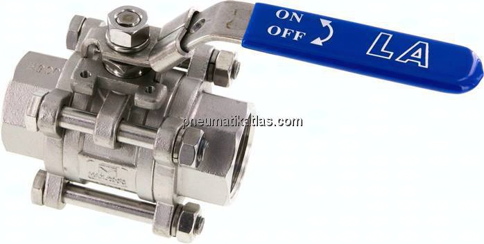 3-teiliger Edelstahl-Kugelhahn, G 1-1/4", 0 - 63bar