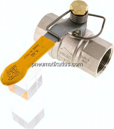 Messing-Kugelhahn, G 1-1/4", -0,98 bis 40bar, federschließend