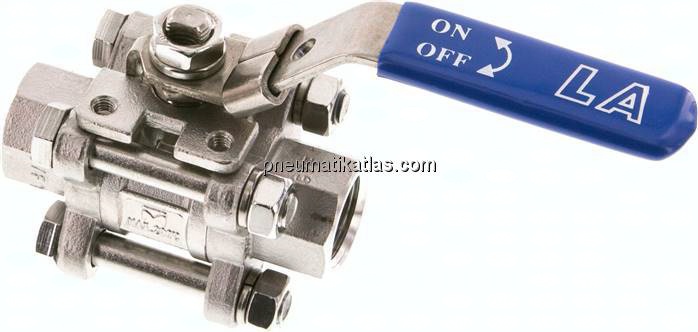 3-teiliger Edelstahl-Kugelhahn, G 1/2", 0 - 63bar