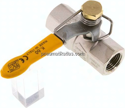 Messing-Kugelhahn, G 1/2", -0,98 bis 65bar, federschließend