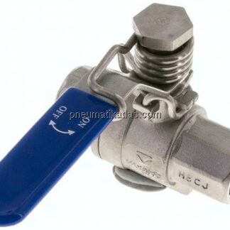 Edelstahl-Kugelhahn, Rp 1/2", -0,9 bis 63bar, federschließend
