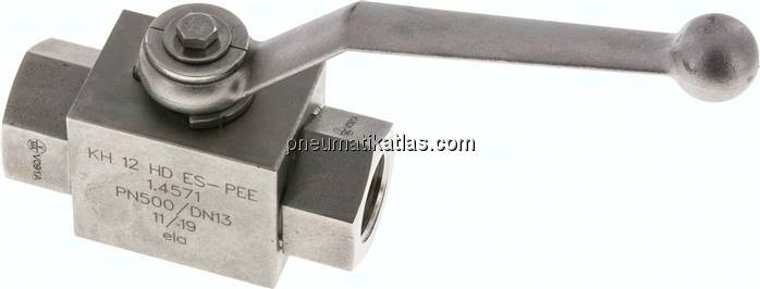 Hochdruck-Kugelhahn, Edelstahl, G 1/2", -0,999 bis 500bar