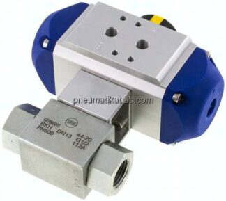 Pneumat. Hochdruck-Kugelhahn, doppeltwirkend, G 1/2", Stahl verzinkt