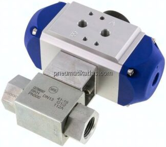 Pneumat. Hochdruck-Kugelhahn, Feder-öffnend, G 1/2", Stahl verzinkt