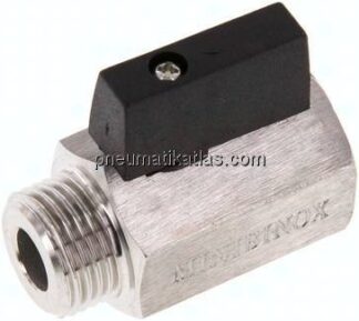 Edelstahl-Minikugelhahn G 1/2" Innengewinde / Außengewinde, PN 25