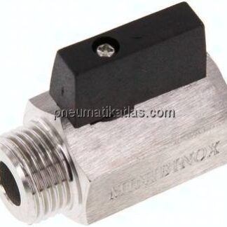 Edelstahl-Minikugelhahn G 1/2" Innengewinde / Außengewinde, PN 25