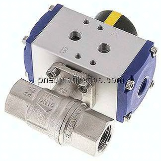 Pneumat. Messing-Kugelhahn, G 1/2", doppeltwirkend, FKM-Dichtung