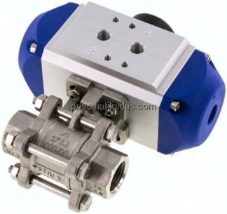 Pneumat. Edelstahl-Kugelhahn, G 1/2", Feder-öffnend