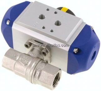 Pneumat. Messing-Kugelhahn, G 1/2", Feder-schließend, FKM-Dichtung