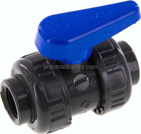 Kugelhahn, PVC-U / EPDM, Rp 1/2" (Wasserausführung)