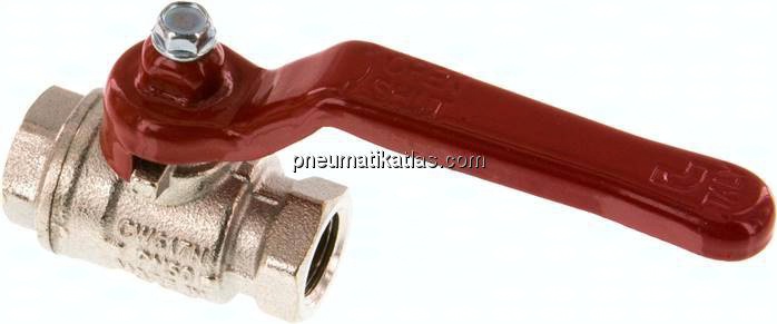 Messing-Kugelhahn, kurz, G 1/4", -0,9 bis 50 bar, voller Durchgang