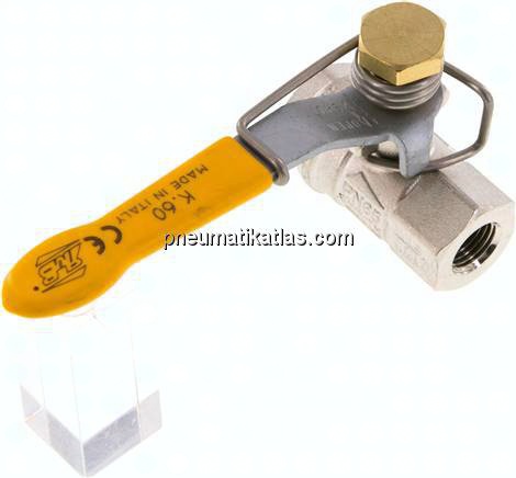 Messing-Kugelhahn, G 1/4", -0,98 bis 65bar, federschließend