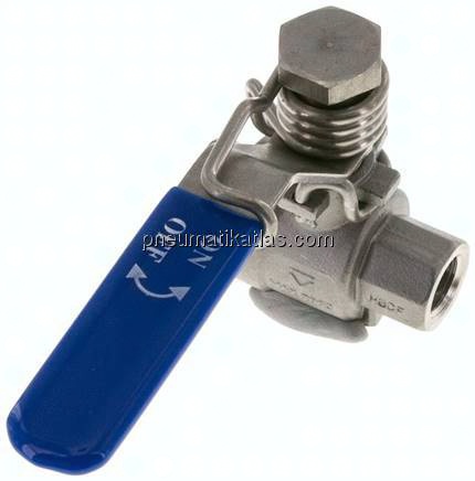 Edelstahl-Kugelhahn, Rp 1/4", -0,9 bis 63bar, federschließend