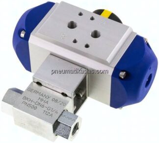 Pneumat. Hochdruck-Kugelhahn, doppeltwirkend, G 1/4", Stahl verzinkt