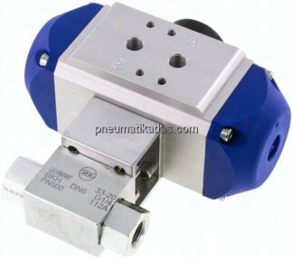 Pneumat. Hochdruck-Kugelhahn, Feder-öffnend, G 1/4", Stahl verzinkt