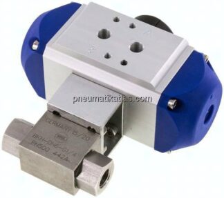 Pneumat. Hochdruck-Kugelhahn, Feder-öffnend, G 1/4", Edelstahl 1.4571