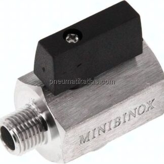 Edelstahl-Minikugelhahn G 1/4" Innengewinde / Außengewinde, PN 25