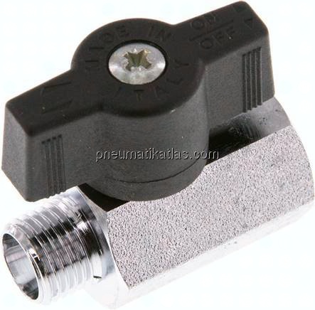 Messing-Minikugelhahn G 1/4" Innengewinde / Außengewinde, PN 15