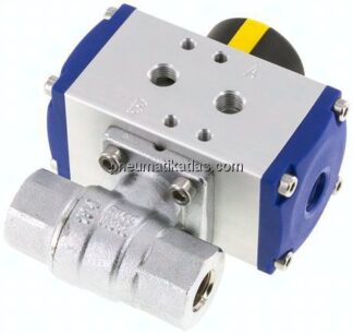Pneumat. Messing-Kugelhahn, G 1/4", doppeltwirkend, FKM-Dichtung