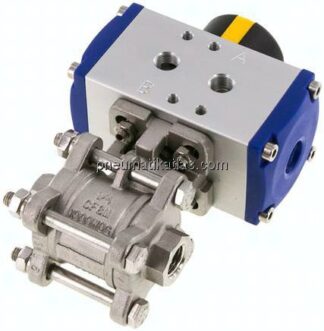 Pneumat. Edelstahl-Kugelhahn, G 1/4", doppeltwirkend, FKM-Dichtung