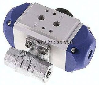 Pneumat. Messing-Kugelhahn, G 1/4", Feder-öffnend