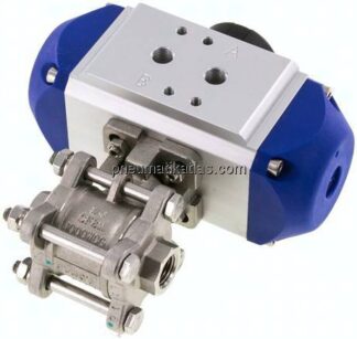 Pneumat. Edelstahl-Kugelhahn, G 1/4", Feder-öffnend