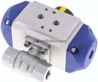 Pneumat. Messing-Kugelhahn, G 1/4", Feder-schließend
