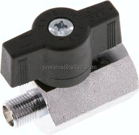 Messing-Minikugelhahn G 1/8" Innengewinde / Außengewinde, PN 15