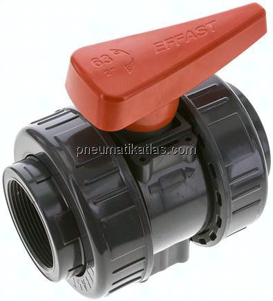 Kugelhahn, PVC-U / FKM, Rp 2" (Industrieausführung)